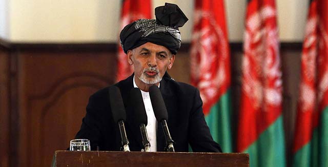 Afghanistan's new President Ashraf Ghani Ahmadzai speaks during his inauguration as president in Kabul